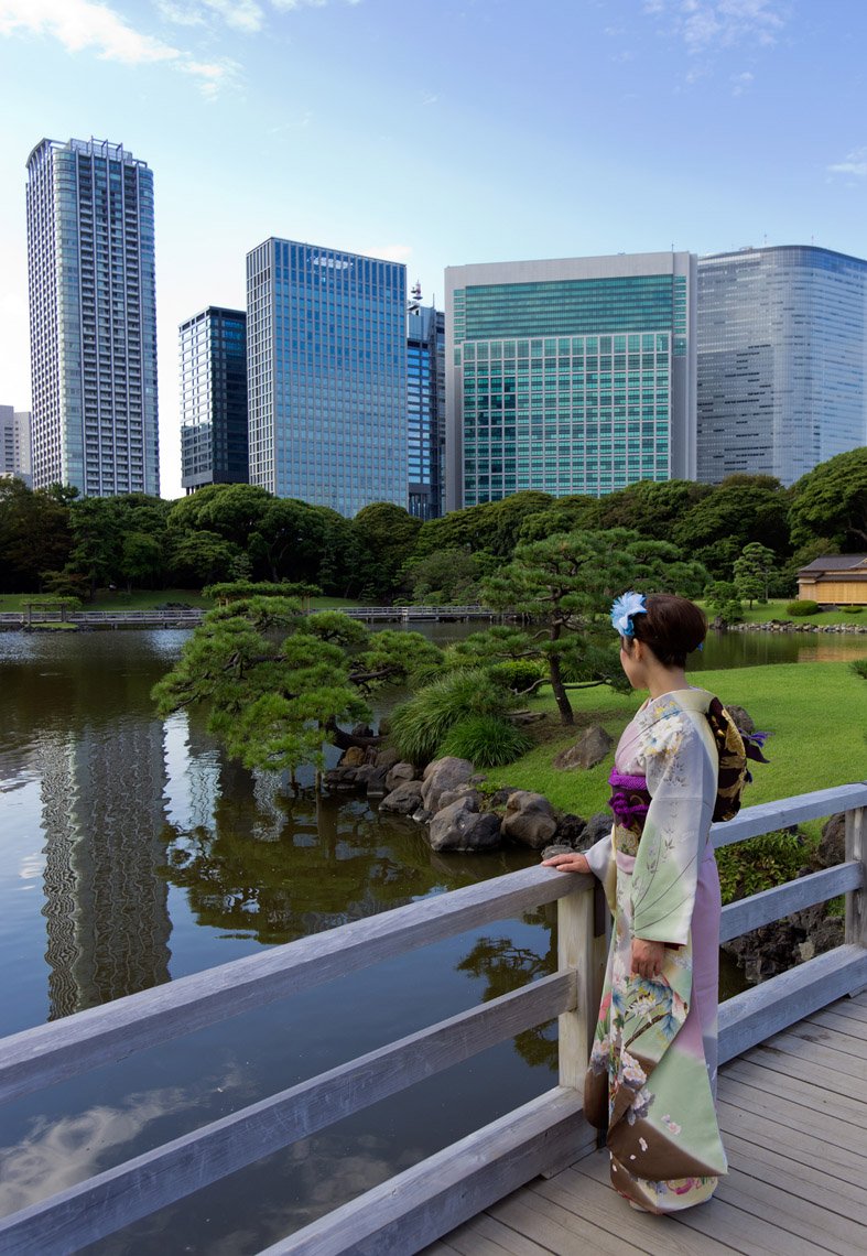 Kvinna i kimono Tokyo