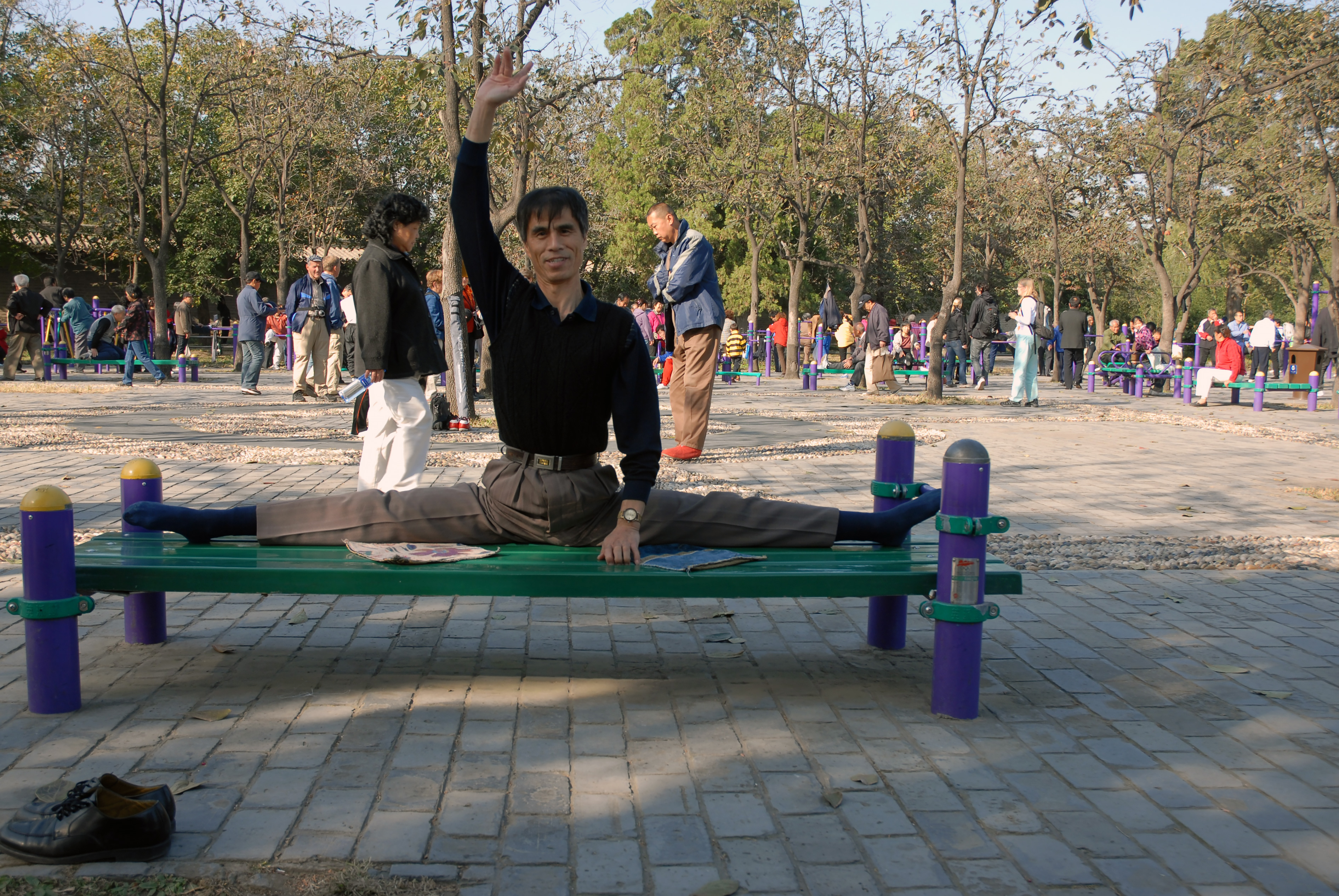 Man i spagat i Beijing