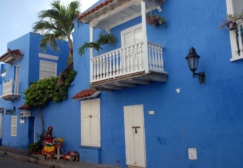 Blå fasad Cartagena